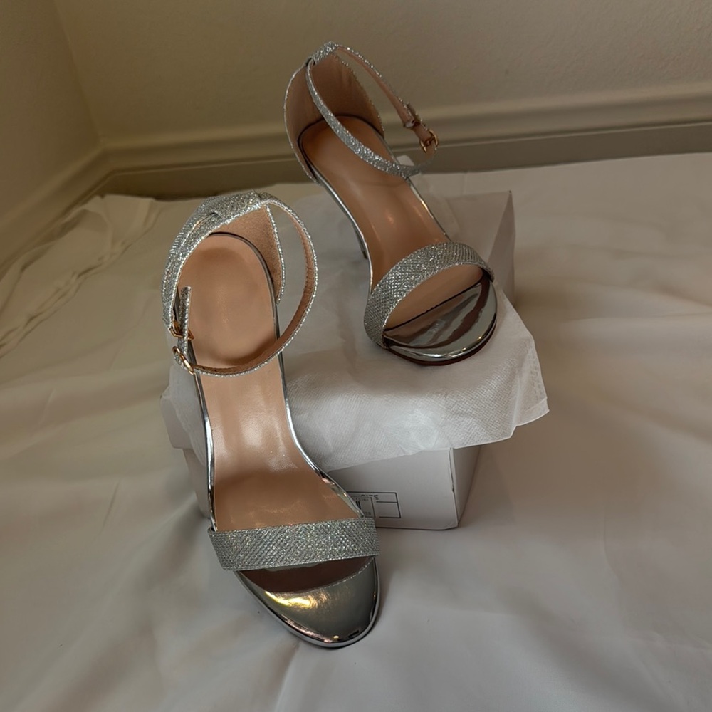 Elegant Silver Strappy Heels